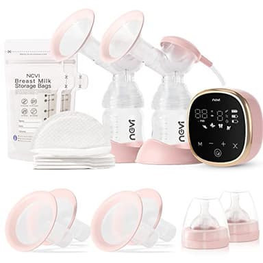 NCVI Electric Breast Pump 8782, Portable Hospital-Grade Double Pump with 4 Modes & 9 Levels, Anti-Backflow, Rechargeable Quiet Breastfeeding Pump for Efficient Comfortable Use at Home, Work or Travel