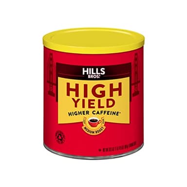 Hills Bros. High Yield Ground Coffee – Premium Arabica Coffee Beans – Medium Roast, Rich Flavor Cup After Cup – Recyclable Steel Can for Freshness – Certified Kosher – 30.5 OZ Can