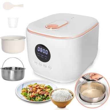 Small Low Carb Rice Cooker 6 Cup, 3L Mini Low Sugar Rice Cooker, with Steamer Basket 5 Cooking Functions Smart Starch Removing 8H Keep Warm for Porridge,Soup,Quick Rice,White Rice(White)