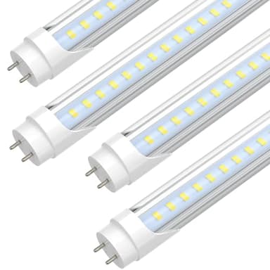 JESLED 4FT LED T8 Type A+B Tube Lights, 28W(80W Equivalent), 4060LM, 6500K, Single or Double End Powered, Plug and Play or Ballast Bypass, 4 Foot T10 T12 Fluorescent Bulbs Replacement, Clear(4-Pack)