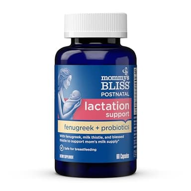 Mommy's Bliss Postnatal Lactation Support Supplement with Probiotics: Support Breastfeeding Milk Supply with Fenugreek, Blessed & Milk Thistle, Postpartum Immune Health While Nursing (60 Servings)