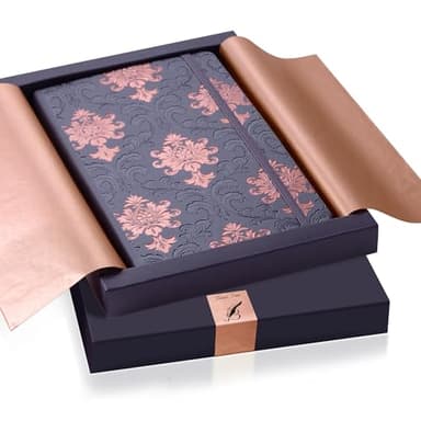 Exclusive Writing Journal for Women and Men - Handmade in Italy with Ivory Paper - Travel Diary Notebook for Daily Notes, Dreams or Planning - Perfect for a Traveler, Writer, Musician(ROSE) (BAROQUE COOPER)