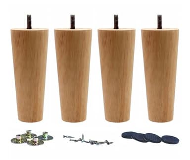 WEICHUAN Round Solid Wood Replacement Sofa Couch Chair Ottoman Loveseat Coffee Table Cabinet Furniture Wood Legs(6" Straight Set of 4)