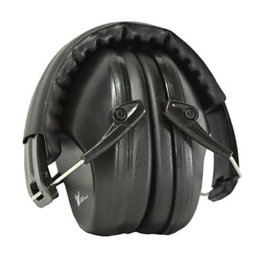 Earmuffs hearing protection with low profile passive folding design 26dB NRR and reduces up to 125dB, black