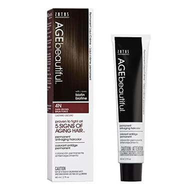 AGE beautiful Permanent Hair Color Dye Liqui Creme | 100% Gray Coverage | Anti-Aging Haircolor | Biotin for Thicker, Fuller Hair | Professional Salon Coloring | 4N Dark Brown