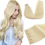 DOORES Tape in Hair Extensions Human Hair Bleach Blonde 14 Inch 50g 20pcs Remy Human Hair Extensions Tape in Straight Skin Weft Real Natural Hair