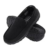 Lulex Mens Slippers Moccasins for Mens Memory Foam House Slippers Indoor Outdoor House Shoes Black 11 M US