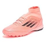 adidas Women's F50 League Mid Top Turf Sneaker, Turbo/Aurora Black/Platin Metallic, 9