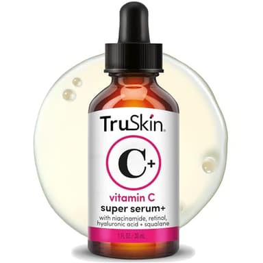 TruSkin Vitamin C Super Serum for Face - Five Skin Benefits in One Serum with Vitamin C, Retinol, Niacinamide, Hyaluronic Acid & Squalane - Brighten, Firm & Smooth the Look of Skin - 1 fl oz