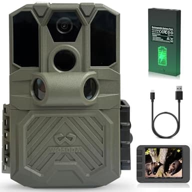 WOSODA Rechargeable Trail Camera,40MP 30fps Game Cam with 2200mAh Lithium Battery,0.2s Trigger Night Vision Motion Activated,IP66 Waterproof 120° Wide Lens 2.0” LCD Wildlife Camera,Outdoor Scouting