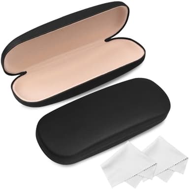 Joyberg Glasses Case, 2 Pack Eyeglass Case with Cleaning Cloth, Glasses Case Hard Shell Fits Most Glasses