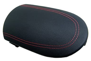 Autoguru Center Console Armrest Synthetic Leather Cover Black, Red Stitch Compatible with Nissan 370Z 08-19