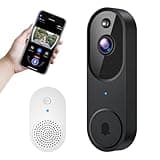 Hubposh Wi-Fi Smart Video doorbell Camera Wireless with Motion Detection, Night Vision, Cloud Storage, Two Way Audio, Chime Ringer Included (Black)