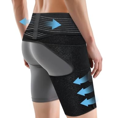 SOLOEVER Hip Brace for Women & Men, Sciatica Pain Relief Devices, Adjustable Compression Wrap Support for Arthritis, Pulled Thigh, Hip Fleхоr Strain, Groin Injury, Hamstring Pull (Black, Right)
