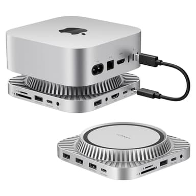 IVANKY 13-in-1 Mac mini M4 Dock, Ultra Docking Station Stand with M.2 NVMe SSD Enclosure, 4K@120Hz HDMI Hub for Mac mini M4 &M4 Pro (2024), 10 Gbps USB, SD/TF, Audio Ports *2, 20W PD Power Adapter *1