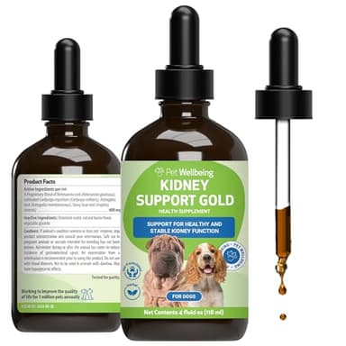 Pet Wellbeing Kidney Support Gold for Dogs - Supports Healthy Kidney Function, Fluid Balance, Energy Levels, Rehmannia, Dong Quai - Veterinarian-Formulated Herbal Supplement 4 oz (118 ml)