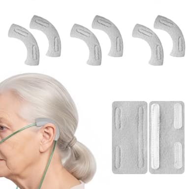 6 Pcs Nasal Cannula Ear Cushions Oxygen Cannula Face Soft Cover for Oxygen Users to Help Relieve Ear Pain, Soft and Comfortable it Can Prevent Cheek Indentation Discomfort (Grey)