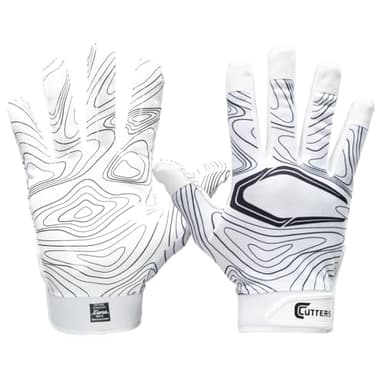 Cutters Football Receiver Gloves - Game Day, White Topo Design, Superior Grip and Comfort for Peak Performance