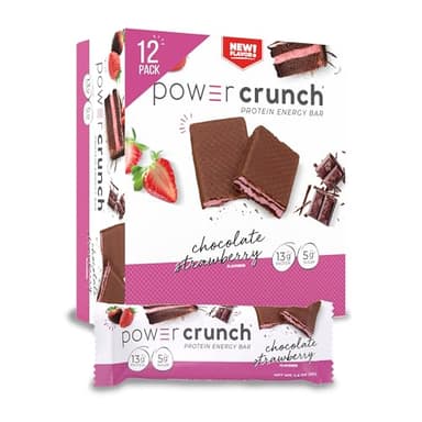 Power Crunch Protein Wafer Bars, High Protein Snacks with Delicious Taste, Chocolate Strawberry, 1.4 Ounce (12 Count)