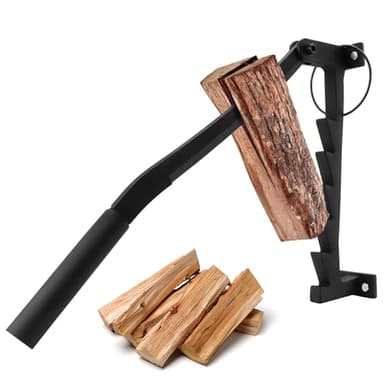 Xverycan Wall Mounted Kindling Splitter, Heavy Duty Steel Firewood Cracker, Portable Manual Wood Log Splitter with Safety Ring, for Indoor Fireplace Heating, Outdoor Campfire (Regular)