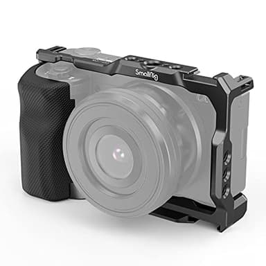 SMALLRIG ZV-E10 Cage with Silicone Handle and Built-in Threaded Holes, Cold Shoe and Quick Release Plate for Sony ZV-E10