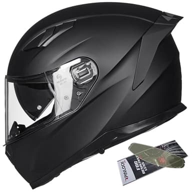 ILM Snowmobile Motorcycle Helmets Full Face with Anti-Fog Pinlock for Cascos para Motos Mens Women Heated Shield Optional DOT Model-129(Matte Black, M)