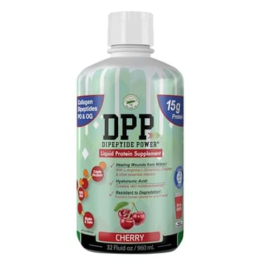 DPP Dipeptide Power, Wound-Healing, 30X More Collagen Dipeptides Than Powder, Liquid Protein Supplement, Sugar-Free, Supports Healthy Tissue Repair, Foot Ulcers, Cosmetic Surgery (Cherry, 32 Fl Oz)