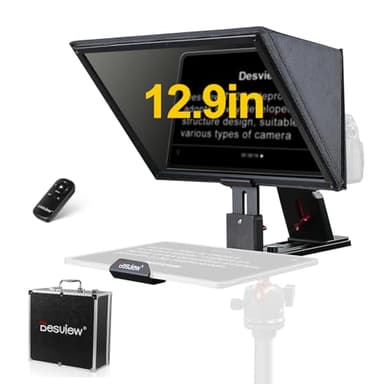 Desview T12S Teleprompter 12.9 inch Metal Teleprompter High Display Glass Compatible with Smartphone Tablet ipad Camera Easy Assembly Carry Case Included Great Partner for Video Making