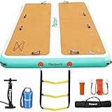 FBSPORT Inflatable Floating Dock, 10ft Inflatable Swim Platform Dock for Lake, Inflatable Water Floating Dock Mat with Non-Slip EVA Surface, Floating Island for Pool Beach Ocean 10x6.5x0.5ft,WoodGrain