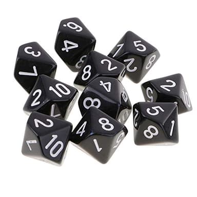 Yiotfandoll 10PCS Polyhedral D10 Dice Acrylic 10 Sided Game Dice for RPG MTG DND Dice Table Games (Black)