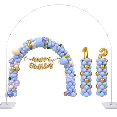 GIMCALO Balloon Arch Stand Kit, 2IN1 Metal Balloon Column Arch with Weighted Water Bag for Birthday, Graduation Ceremony, Baby Baptism, Wedding, Engagement , Various Festival Party Decoration