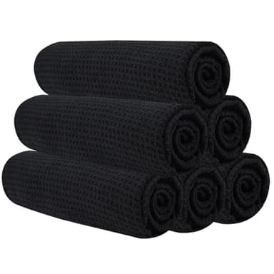 Vnoss Microfiber Gym Towels for Working Out, Quickly Dry Yoga Towels for Men & Women Tennis, 16 Inch x 27 Inch, 6 Pack, Black