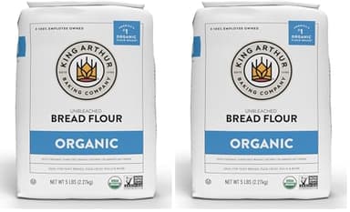 King Arthur Unbleached Organic Bread Flour - High Protein 12.7% for Lofty Yeasted Breads,Non-GMO, Kosher Certified - Premium Baking Flour,Artisan Loaves, Pizza Dough,and Sourdough (5 lbs) (Pack of 2)
