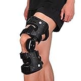 Komzer OA Unloader Knee Brace, Osteoarthritis Adjustable ROM Stabilizing Protection and Recovery from Load Reduction Arthritis Cartilage Repair Joint Pain Medial or Lateral Degeneration (Black, Left)