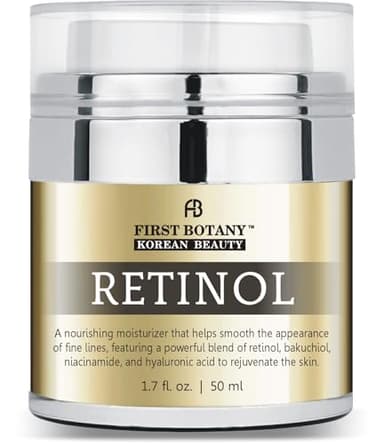 First Botany Korean Retinol Moisturizer Face Cream - Hydrating Anti-Aging Facial & Neck Cream with Bakuchiol, Niacinamide & Hyaluronic Acid - Made in Korea, Cruelty-Free 1.7 Fl Oz