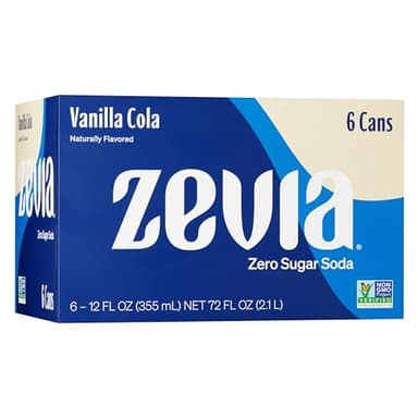 Zevia Zero Calorie Soda, Vanilla Cola, 12 Ounce Cans (Pack of 6)