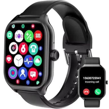 Harper Smart Watch for Men Women, Two Straps (Silicone+mesh) 2.01" HD Smartwatch Bluetooth Call + Music Control for iPhone/Android (Black), with Fitness Tracker, Heart Rate/Sleep Monitor, 100+ Modes