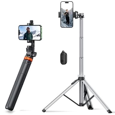 EUCOS Newest 62" Phone Tripod with 67" Metal Phone Tripod Pro, Upgraded iPhone Tripod Stand & Travel Tripod, Solidest Cell Phone Tripod Compatible with iPhone/Android