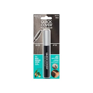 RED by KISS Quick Cover Root Touch Up Rescue (Black), Mascara Natural Water-Resistant Temporary Gray Concealer Cover Up Brush for Hair Mustache & Beard, Formulated with Jojoba Oil