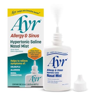 AYR Allergy & Sinus Hypertonic Saline Nasal Mist, White, 1.69 Fl Oz