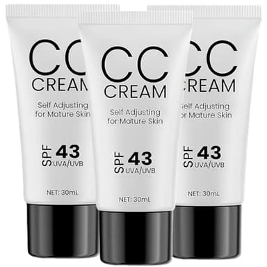 3PCS CC Cream for Older Women, Skin Tone Adjusting Cc Cream Foundation Spf 43, Self Adjusting for Mature Skin, Even Complexion, Conceals, Moisture & Anti Aging ﻿ ﻿