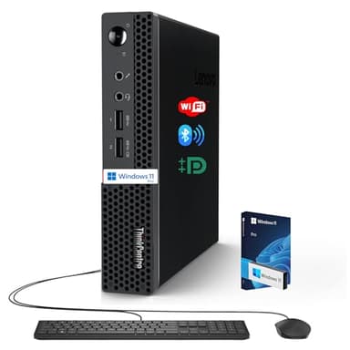 Lenovo Business Mini Desktop PC, AMD Processor, 8GB DDR4 RAM, 128GB PCIe SSD Drive, Dual Display Support, Wi-Fi, Bluetooth, USB & Ethernet Port, Windows 11 Pro, w/Keyboard & Mouse