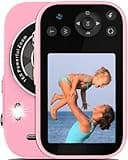 Digital Camera, 4K Autofocus Vlogging Camera for Kids with 16x Zoom Anti Shake, Flash and 48MP Point, Kid Camera with 32GB SD Card, Lanyard, Portable Toy Kids (Pink)