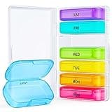 ZIKEE 7 Packs Extra Large Pill Organizer, Portable Pill Box 7 Day for Pocket, Purse, Weekly Pill Case with Dual-Protection Design, Pill Container for Medication, Vitamin, Fish Oil, Supplement