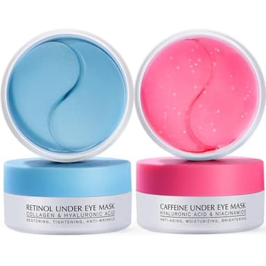 Under Eye Patches Kit: 120 Pcs Retinol & Caffieine Gel Eye Mask for Dark Circles, Puffiness and Wrinkles - Day & Night Skin Treatment Pads with Niacinamide, Collagen & Hyaluronic Acid (2 Pack)