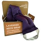 Victoria's Lavender Luxury Microwavable Aromatherapy Lavender Neck Wrap Provides Stress and Neck Pain Relief with Organic Lavender Buds and Flax Seed, Extra Long, Excellent Gift for Relaxation