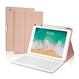 BOBOLEE Keyboard Case for iPad 9.7 inch 6th 2018, 5th Gen. 2017, Air 2 2014 Released, Wireless Detachable Keyboard, Thin Slim Folio Cover Shell with Pen Holder, Auto Sleep Wake, RG