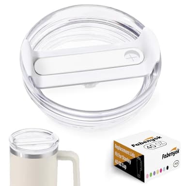 40 OZ Tumbler Lid Replacement Fit for Stanley Cup, 1 Pack Replacement Lids, Spill Proof Tumbler Covers for Stanley Cup Accessories (Clear - White)