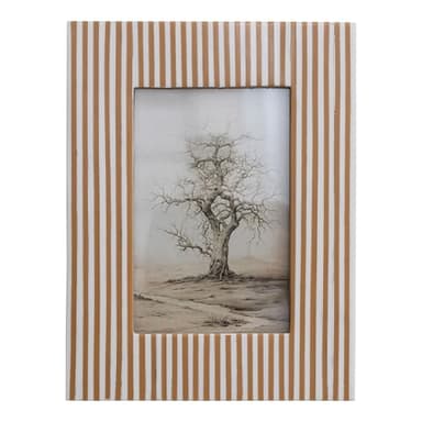Creative Co-Op Resin Striped Photo Frame, White & Caramel