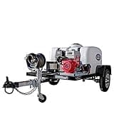 SIMPSON Cleaning 95003 Mobile Trailer 4200 PSI Cold Water Gas Pressure Washer System, 4.0 GPM, Electric Start Honda Engine, Includes Spray Gun and Wand, 5 Nozzles, 3/8-in. x 100-ft. Hose, (49-State)